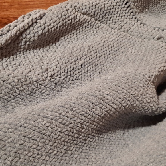 🦕POL Blue/Teal Balloon-Sleeve Chenille Hooded Sweater (Large)🦕 - Picture 4 of 13